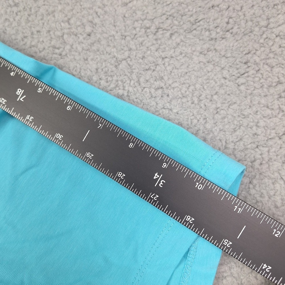 Catherines Top Womens Petite 1X Blue Stretch Pullover‎ Short Sleeve Cutwork Trim - Picture 7 of 10